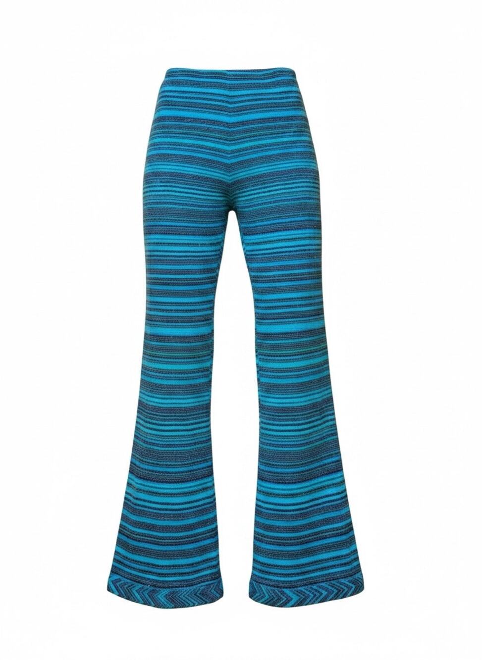 Missoni Mare Metallic Blue Turquoise Wide Split Leg Pants Size 38 IT 2 US